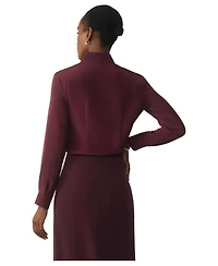 The Fold Women's Bowery Stretch Silk V-Neck Long-Sleeve Blouse