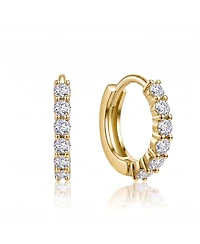 Rachel Glauber Elegant Extra Mini Huggie Hoop Earrings White Gold Plated or 14K