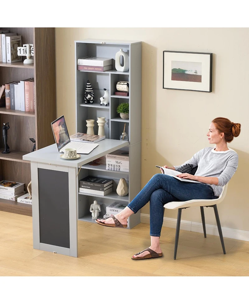 Streamdale Fold-out Wall Mount Convertible Writing Desk with Storage