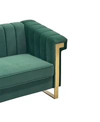 Streamdale Furniture Modern Retro Green Velvet 3-Seater Sofa with Gold Accents