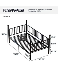 Streamdale Furniture Sturdy Metal Bed Frame with Posts