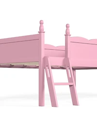 Streamdale Furniture Twin Wood Loft Bed with Full Guardrails, Ladder and Bookshelf