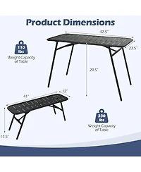 Sugift 3-Piece All-Metal Outdoor Dining Set with Slatted Table and 2 Benches