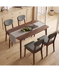 Gymax Wooden Dining Table Set for 4 w/Padded Seat for Living Room Breakfast Nook Coffee and Clay