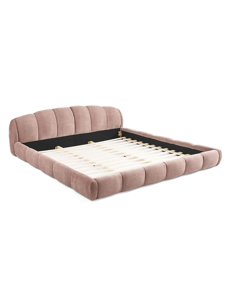 Streamdale Furniture King Size Chenille Upholstered Curved Platform Bed