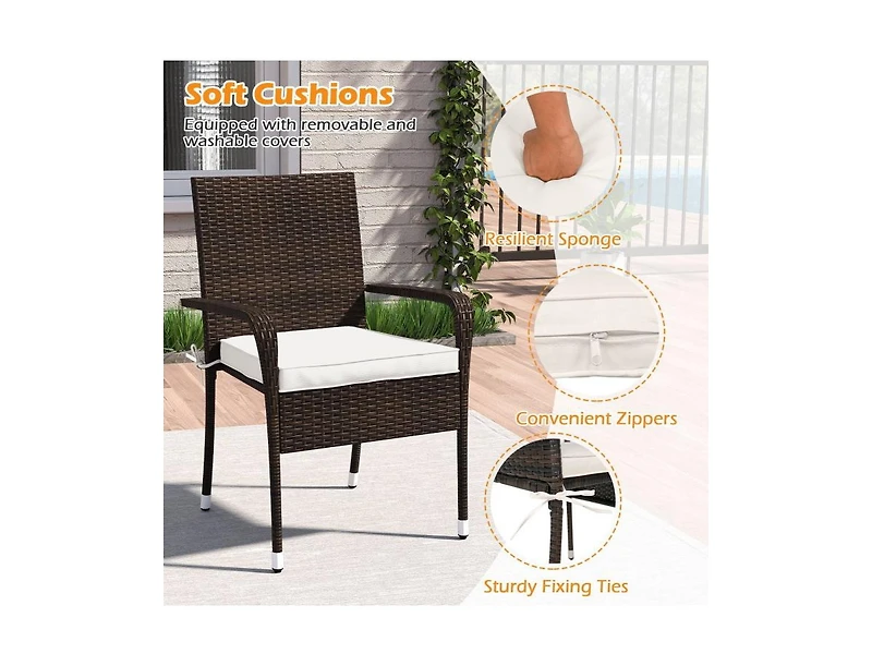 Boyel Living Patio Furniture Set Pe Rattan Wicker Chairs with Tempered Glass Top Table