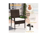 Boyel Living Patio Furniture Set Pe Rattan Wicker Chairs with Tempered Glass Top Table