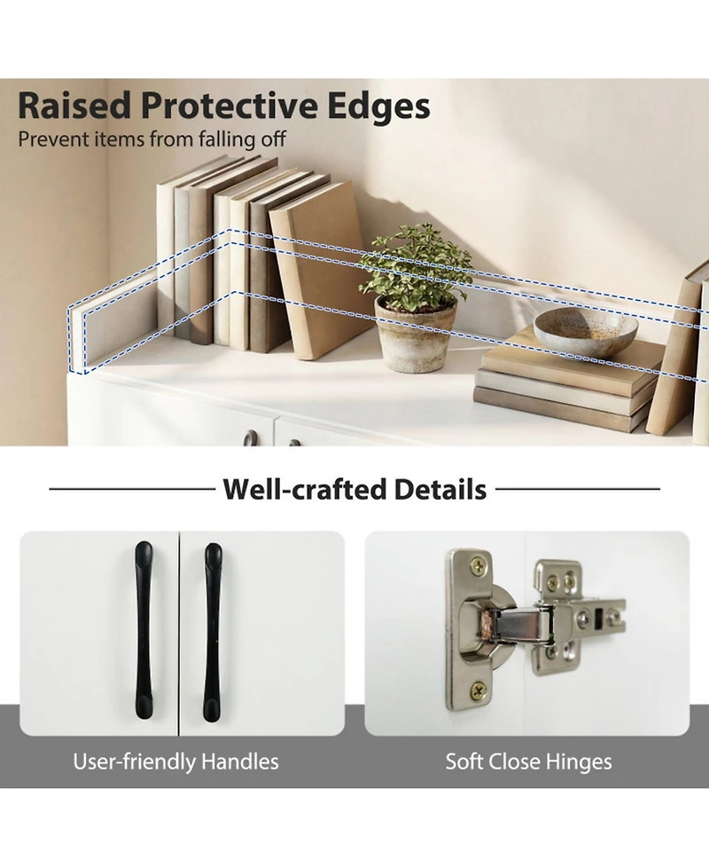Sugift Shoe Storage Cabinet for Entryway with 2 Doors and Adjustable Inner Shelves