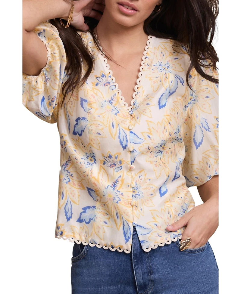 Mint Velvet Women's Floral Puff Sleeve Blouse