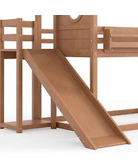 Streamdale Furniture Twin Size House Loft Bed with Slide, Bookshelves and Wardrobe