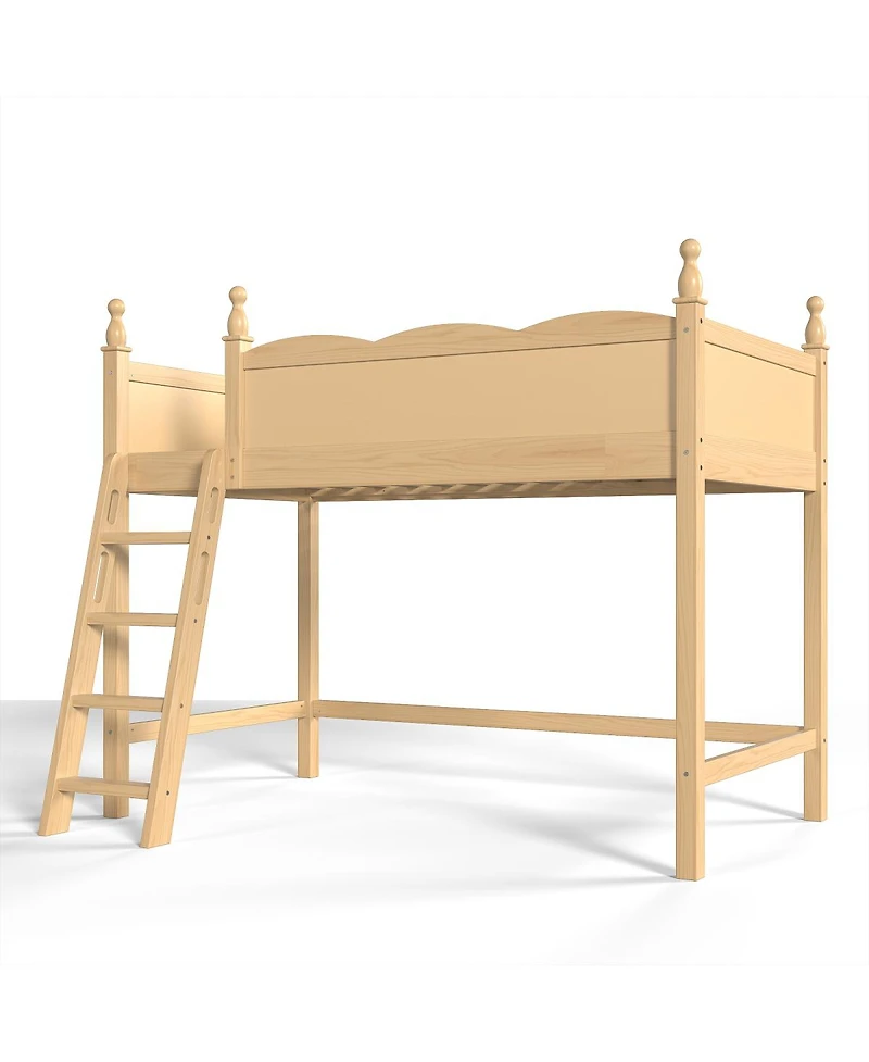 Streamdale Furniture Twin Wood Loft Bed with Ladders and Under-Bed Space