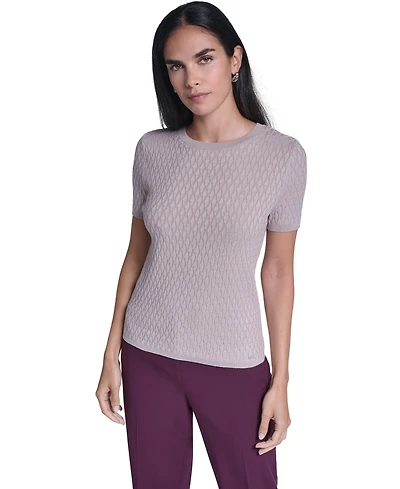 Calvin Klein Women's Textured Lightweight Crewneck Pullover Sweater
