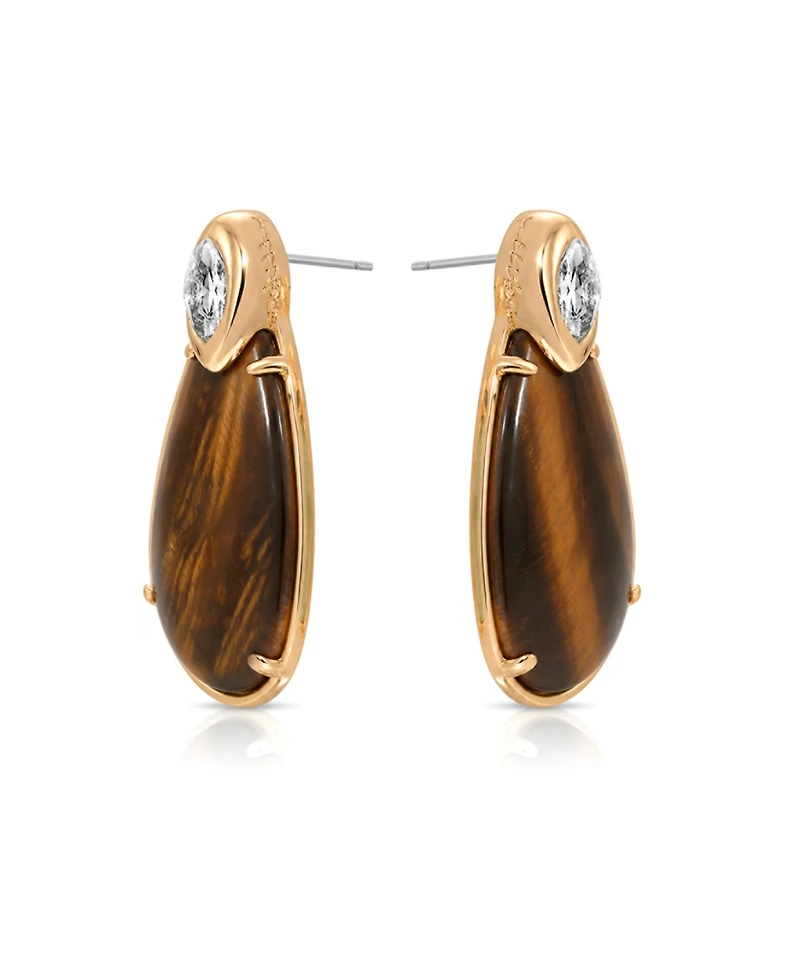 Ettika 18k Gold-Plated Majestic Stone Earrings