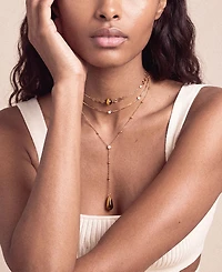Ettika 18k Gold-Plated Forever Falling Tiger's Eye Lariat Necklace