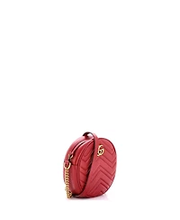 Pre-Owned Gucci Mini Gg Marmont Round Shoulder Bag Matelasse Leather
