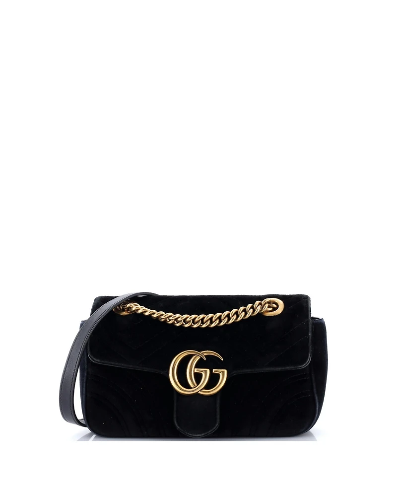 Pre-Owned Gucci Mini Gg Marmont Flap Bag Matelasse Velvet