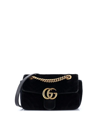 Pre-Owned Gucci Mini Gg Marmont Flap Bag Matelasse Velvet