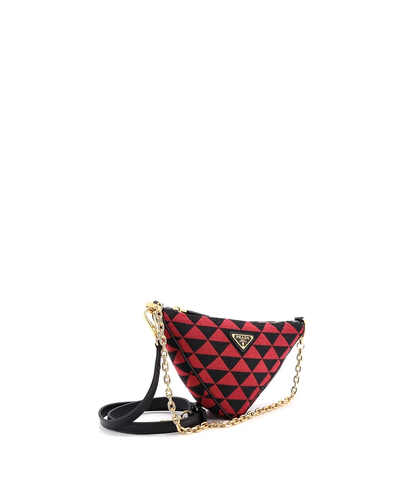 Pre-Owned Prada Mini Symbole Triangle Bag Leather and Jacquard