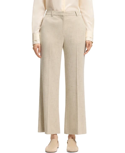 Boss by Hugo Women's Talia-Crop Slub-Weave Cropped Flared-Fit Pants