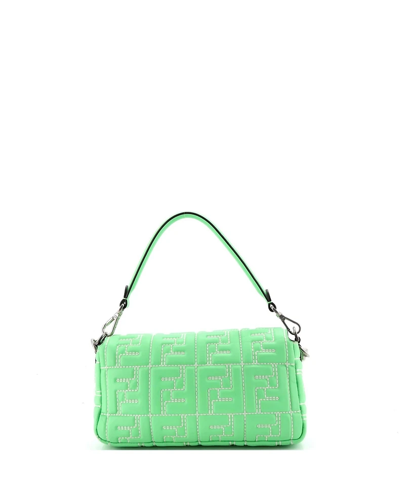 Pre-Owned Fendi Medium Baguette Nm Bag Zucca Embossed Leather
