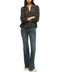 Lucky Brand Women's Trim Mix Knit Lace-Trim Embroidered Peasant Top