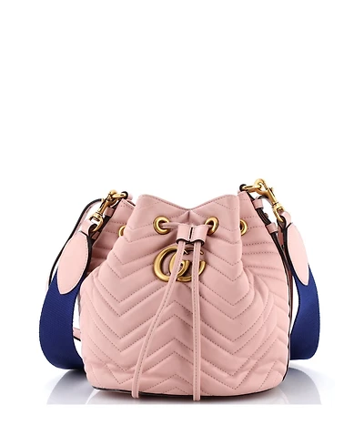 Pre-Owned Gucci Small Gg Marmont Bucket Bag Matelasse Leather