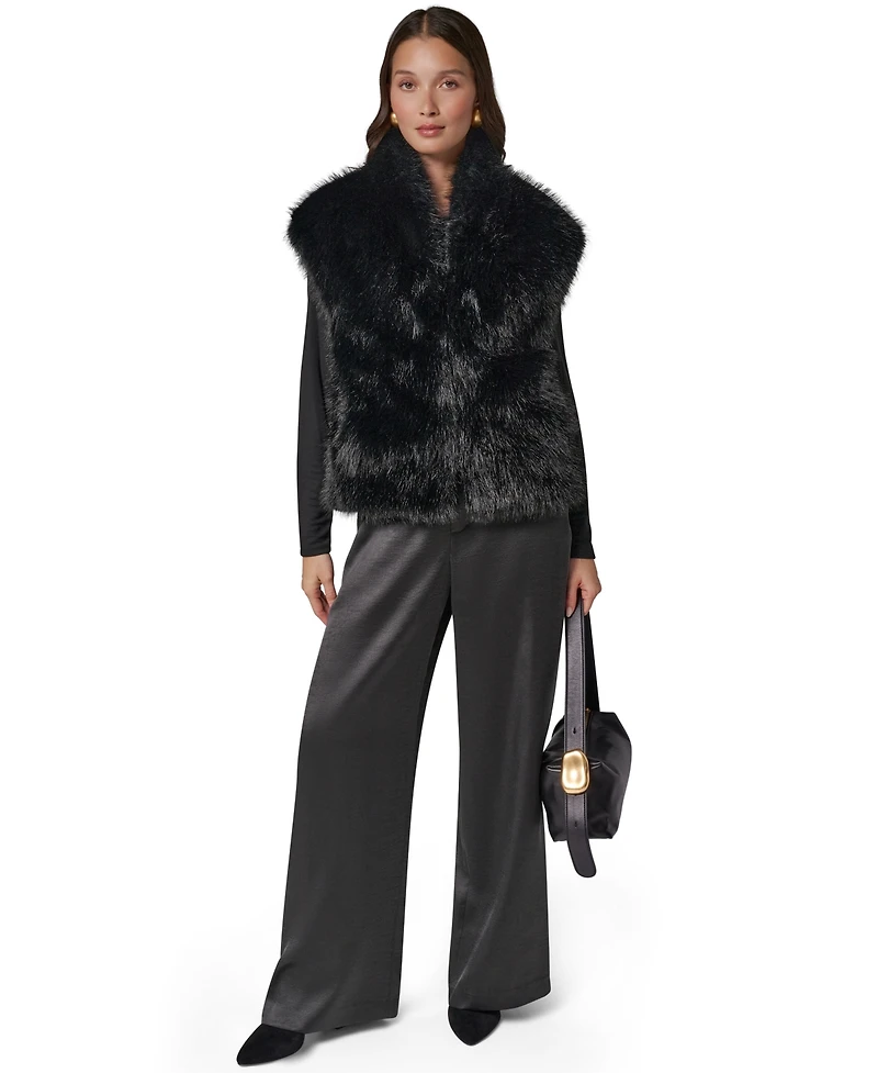 Donna Karan New York Women's Faux Fur Sleeveless Lined Vest