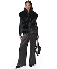 Donna Karan New York Women's Faux Fur Sleeveless Lined Vest