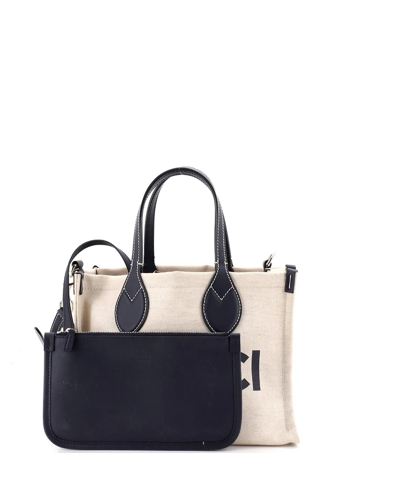 Pre-Owned Gucci Small Logo Shopper Tote Printed Canvas