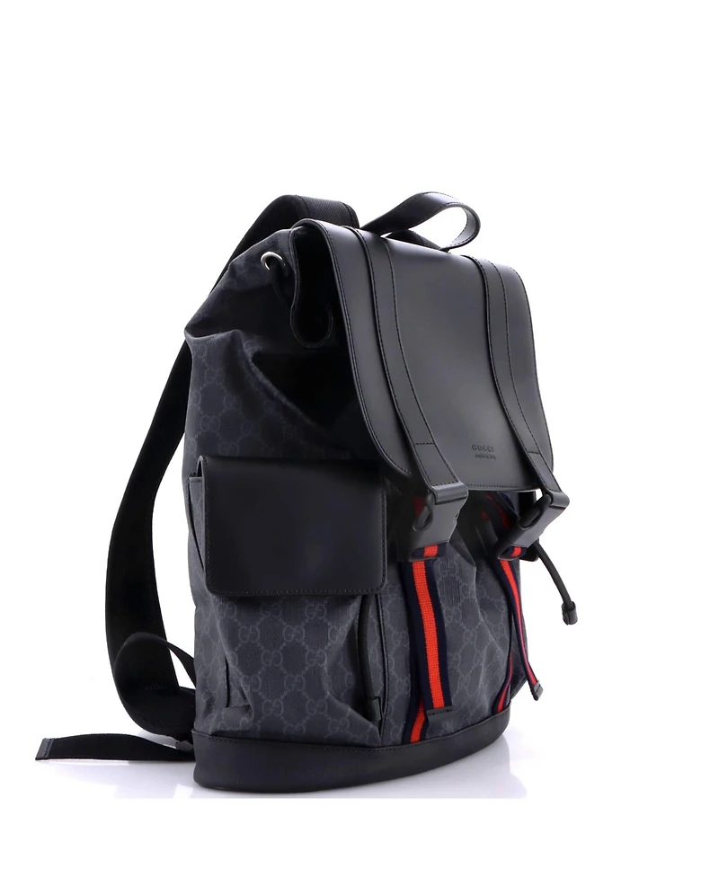 Pre-Owned Gucci Large Double Pocket Buckle Backpack Gg Coated Canvas