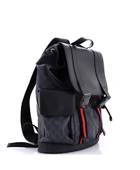 Pre-Owned Gucci Large Double Pocket Buckle Backpack Gg Coated Canvas