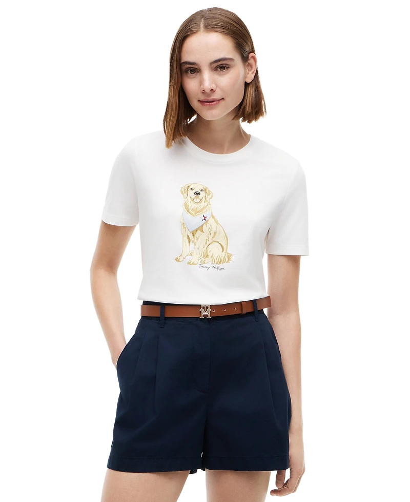 Tommy Hilfiger Women's Graphic Dog Print T-Shirt