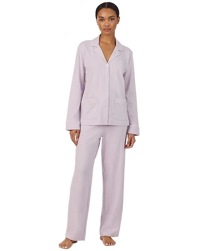 Lauren Ralph Women's Notch Collar and Mid-Rise Pant Set