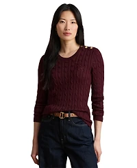 Lauren Ralph Women's Button-Trim Cable-Knit Sweater