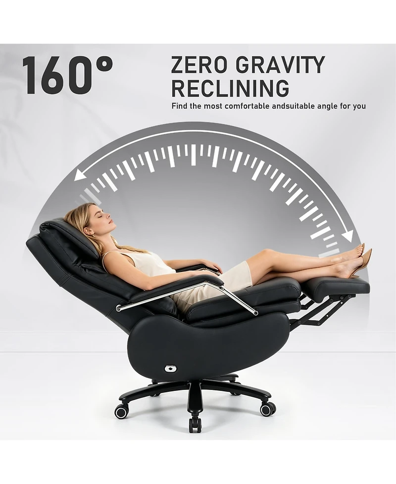 Dyhome 600 lbs Big and Tall Executive Office Chair with Footrest, 3D Kneading Massage Power Recliner Chairs with Premium Leather
