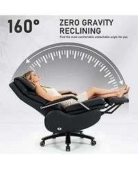 Dyhome 600 lbs Big and Tall Executive Office Chair with Footrest, 3D Kneading Massage Power Recliner Chairs with Premium Leather