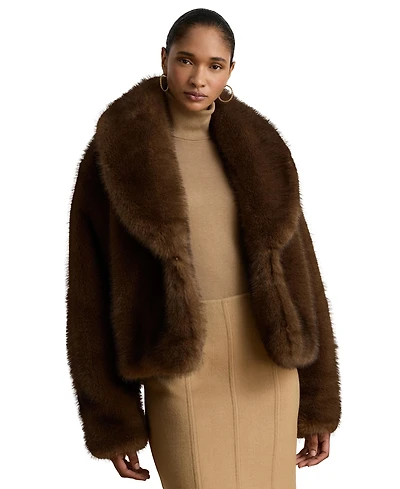 Lauren Ralph Women's Faux-Fur Shawl-Collar Coat