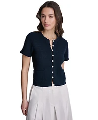 Bcbg Women's Tweed Short-Sleeve Cropped Cardigan