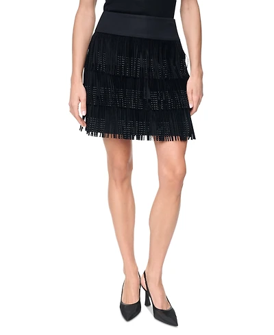 Dkny Women's Rhinestone Fringe Skirt