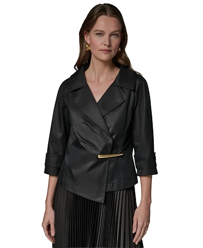 Donna Karan New York Women's Notch Lapel Bar Hardware Jacket