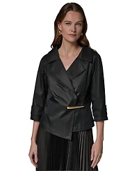 Donna Karan New York Women's Notch Lapel Bar Hardware Jacket