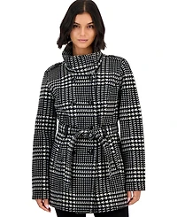 Bcx Women's Plaid Double-Breasted Belted Jacket