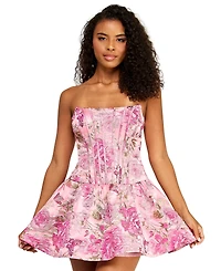 Alex & Sophia Juniors' Strapless Jacquard Dress