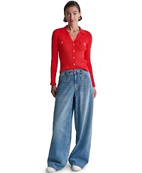 Bcbg Women's High-Rise Tie-Waist Wide-Leg Jeans