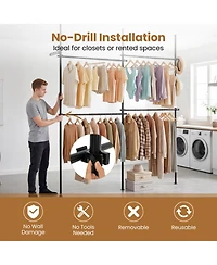 Sugift Adjustable Floor to Ceiling Clothes Rack with 4 Hanging Rods