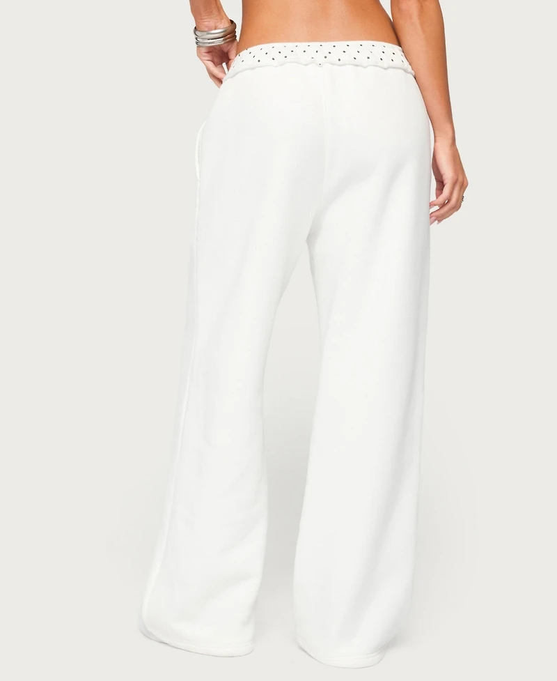Edikted Women's Deila Polka-Dot Wide-Leg Sweatpants