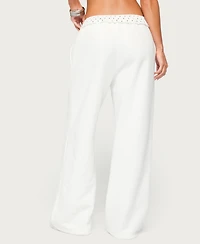Edikted Women's Deila Polka-Dot Wide-Leg Sweatpants