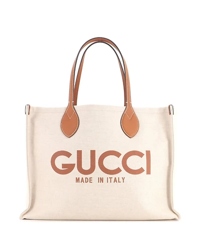 Pre-Owned Gucci Medium Logo Shopper Tote Printed Canvas