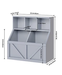 homfan Kids Bookshelf and Toy Storage Organizer, 36" Tall Engineered Wood with Multi Shelf Cabinet and Storage Bins, for Playroom Bedroom Nursery