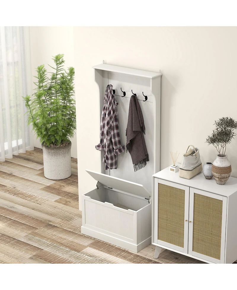 Slickblue Entryway Hall Tree with Shoe Bench, Coat Hooks and Hidden Storage